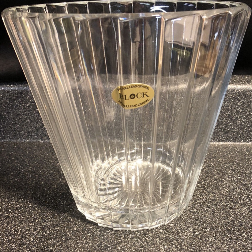 NWT BLOCK Lead Crystal Large Ice Bucket 24% leaded Crystal